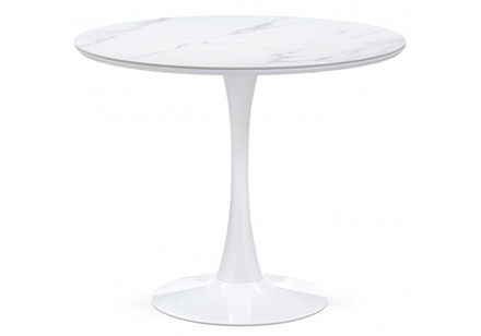 Керамический стол Woodville Тулип 90х74 белый мрамор, белый, ножки белые