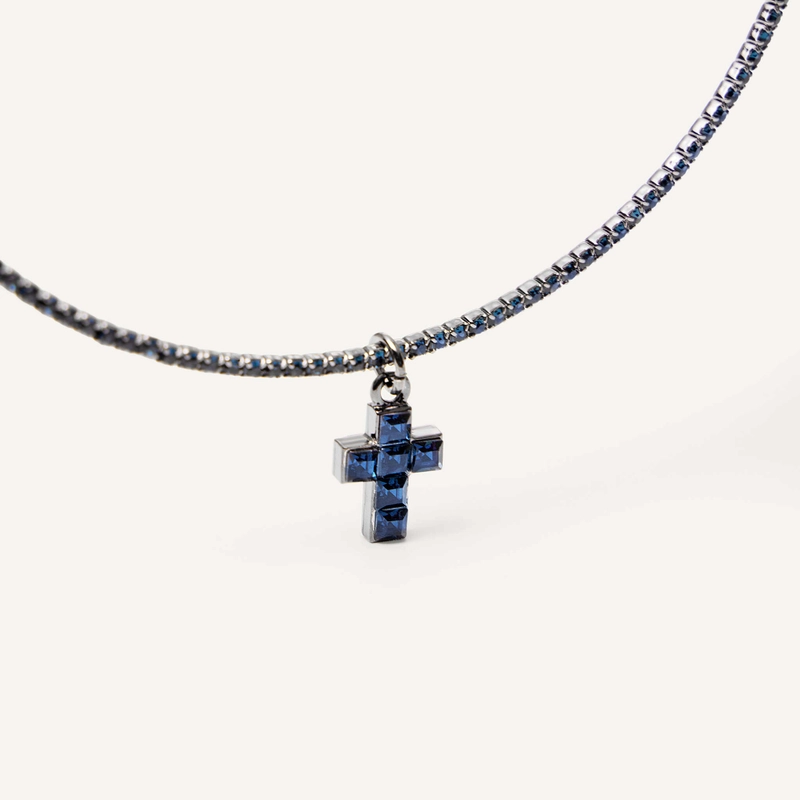 Колье Кубический Крест – Синее