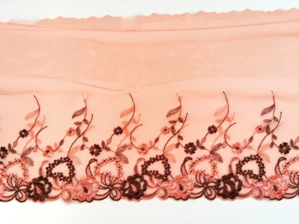 Вышивка на сетке, ПРАВАЯ, 19 см, оранжевый/коричневый,  (Артикул: VS-1029), м