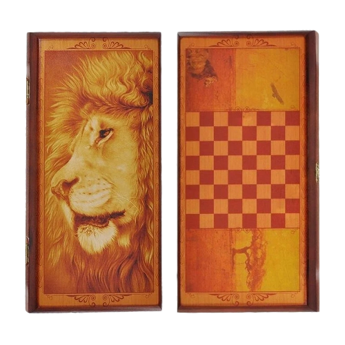 Нарды в деревянной коробке "Лев" большие 60х60 см. SA-42806