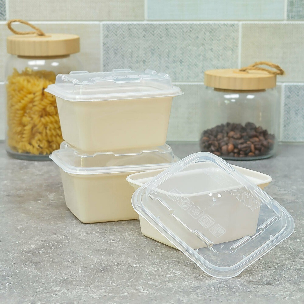 Набор контейнеров для холодца и заливного 3шт 0,35л "Семейный уют", платина