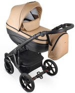 Детская коляска Bexa Ideal Eco 3 в 1 с автокреслом Avionaut Cosmo IE03 черный+т.бежевая кожа
