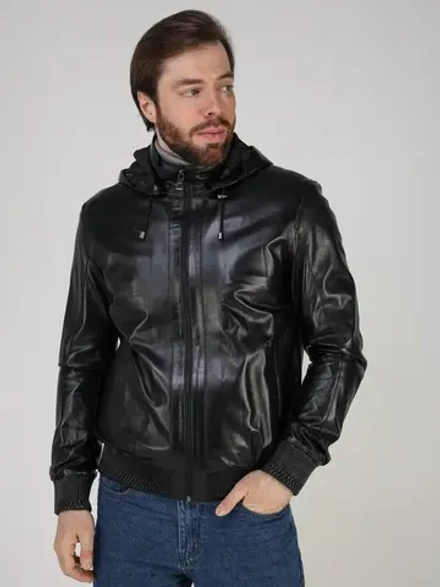 Куртка кожаная натуральная с капюшоном