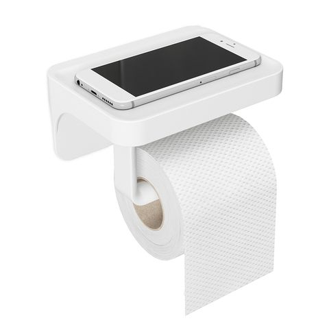 Держатель для туалетной бумаги с полочкой flex, белый