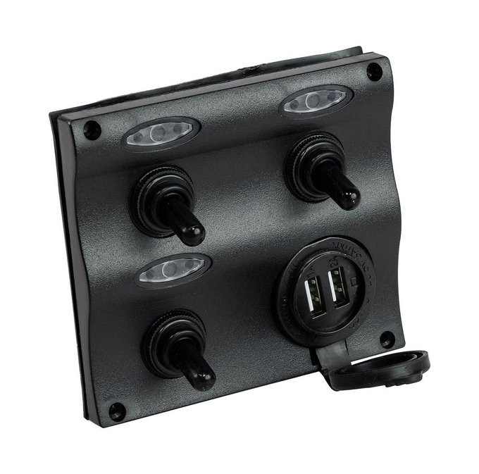 Панель бортового питания 3 переключателя, USB зарядка, индикация