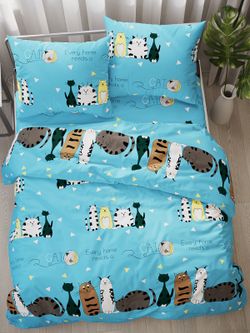 Простынь на резинке поплин Сказка "Коты Эрмитажа" 180x200 см