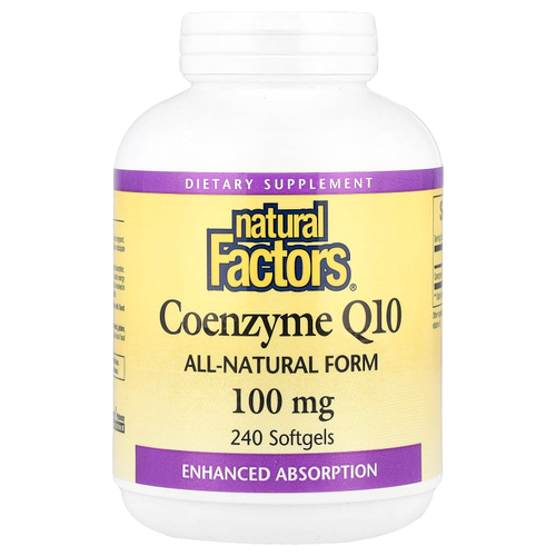 Natural Factors, Кофермент Q10, 100 мг, 240 мягких желатиновых капсул