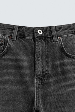 ZARA РАСКЛЕШЕННЫЕ ДЖИНСЫ С ДЫРКАМИ, УГОЛЬНЫЙ