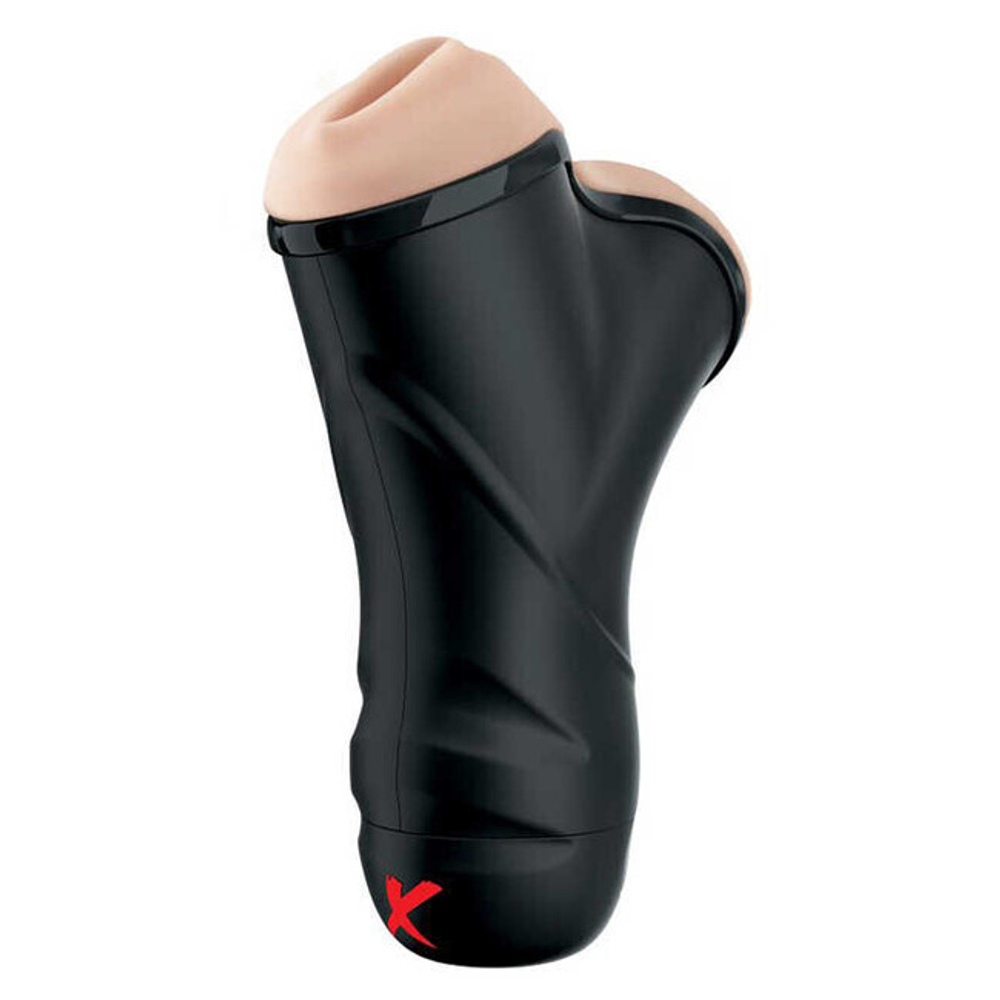 Мастурбатор вагина и ротик с вибрацией PDX ELITE Double Penetration Vibrating Stroker (Цвет: Черный и телесный)