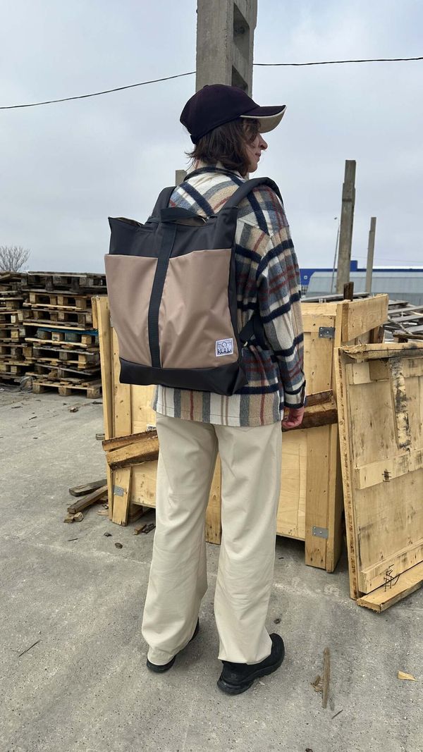 Рюкзак Colour Block Backpack сине-бежевый - фото 4