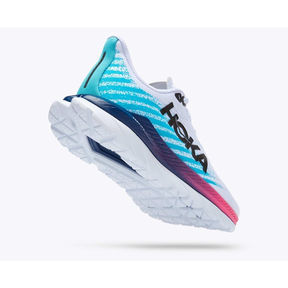 Кроссовки женские HOKA W MACH 5 White / Scuba Blue