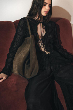 ZARA БРЮКИ-БАГГИ С ЗАВЯЗКАМИ — ZW COLLECTION, ЧЕРНЫЙ