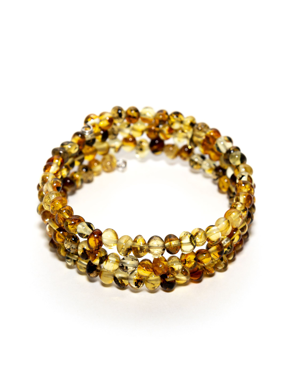 Браслет из цельного янтаря на гибкой проволоке. Калининградский натуральный янтарь