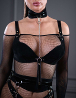 Стильный замшевый ошейник с поводком Sex Game (Цвет: черный)