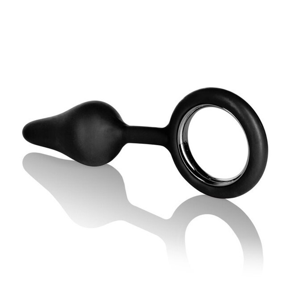 Анальная силиконовая пробка с кольцом Booty Tickler (Цвет: черный)