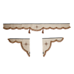 Ламбрекен с косынками универсальные стеганые Роза Ветров (экокожа, бежевый, коричневые кисточки)