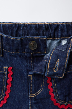 ZARA ДЖИНСЫ-КЮЛОТЫ С ВОЛНИСТЫМИ КАРМАНАМИ, СИНИЙ