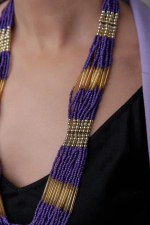 Бусы бисер фиолетовые с золотом 55390001