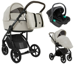 Детская коляска Roan Bass Next 2.0 3 в 1 с автокреслом Pituso Santiso Pro Black BSN/45/2 Marzipan/Black/руч.Cappuccino(2 места)