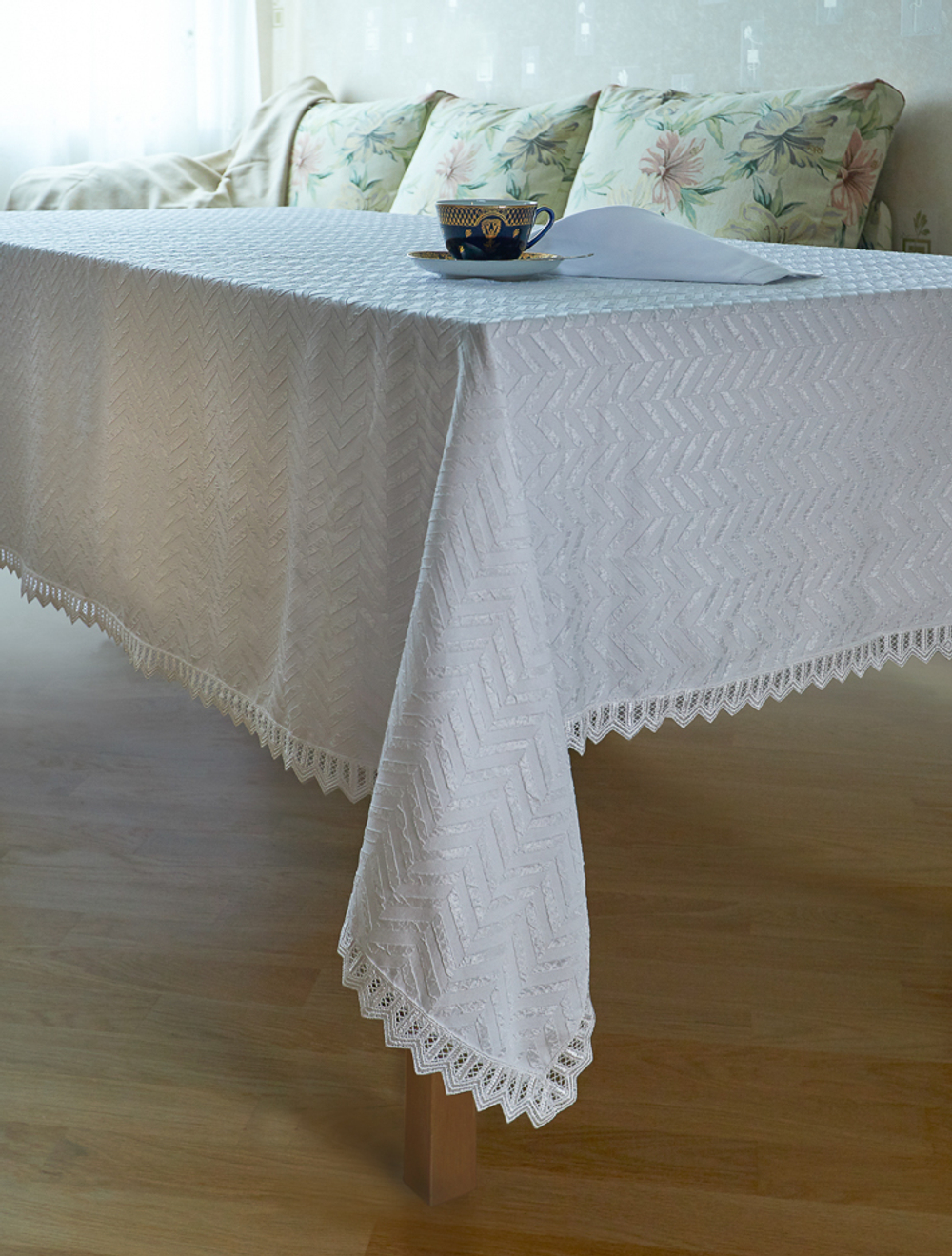 Скатерть 170х270 и 12 салфеток Gamba 1352 Bianco белая