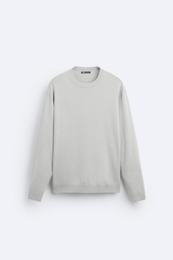 ZARA СВИТЕР ИЗ СМЕСОВОЙ ВИСКОЗЫ, СВЕТЛО-СЕРЫЙ