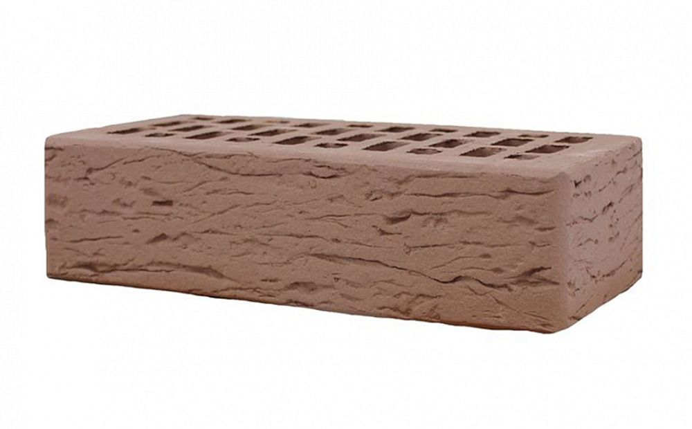 Кирпич ЛСР 1НФ Светло-коричневый, рустик М-175, 250х120х65 - лицевой керамический пустотелый