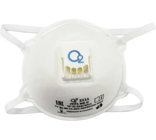 О2 Полумаска фильтрующая чашеобразная 2111 FFP1 NR D, до 4 ПДК, с клапаном выдоха