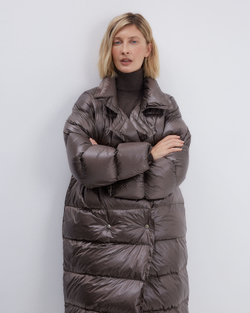 Пуховик двубортный какао