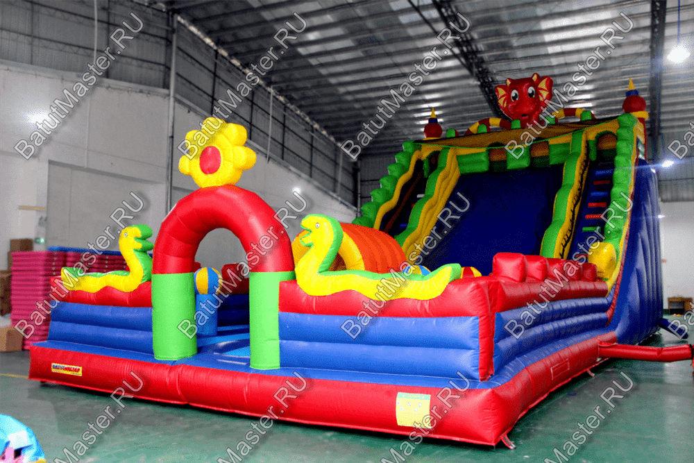 Детский надувной батут-горка "Dragons", размер 12*6*8 м