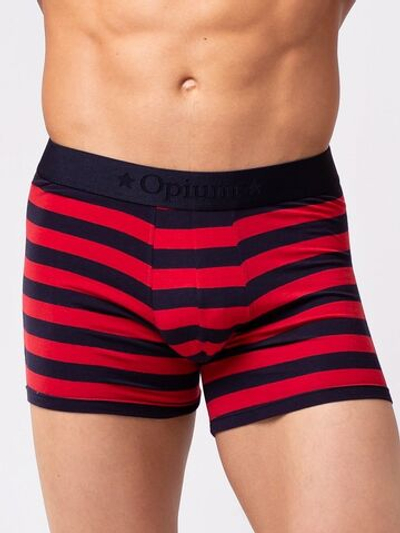 Мужские боксеры из мягкого хлопкового трикотажа в полоску (Размер: XXL) (Цвет: синий с красным)