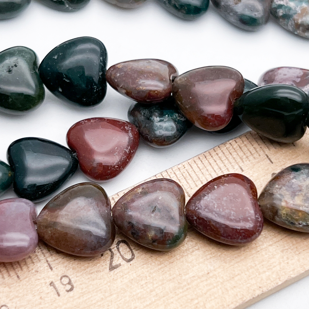 "Индийский агат" бусины (халцедон), сердце, размер около 12 мм, цена за 8 шт (1/4 нити)