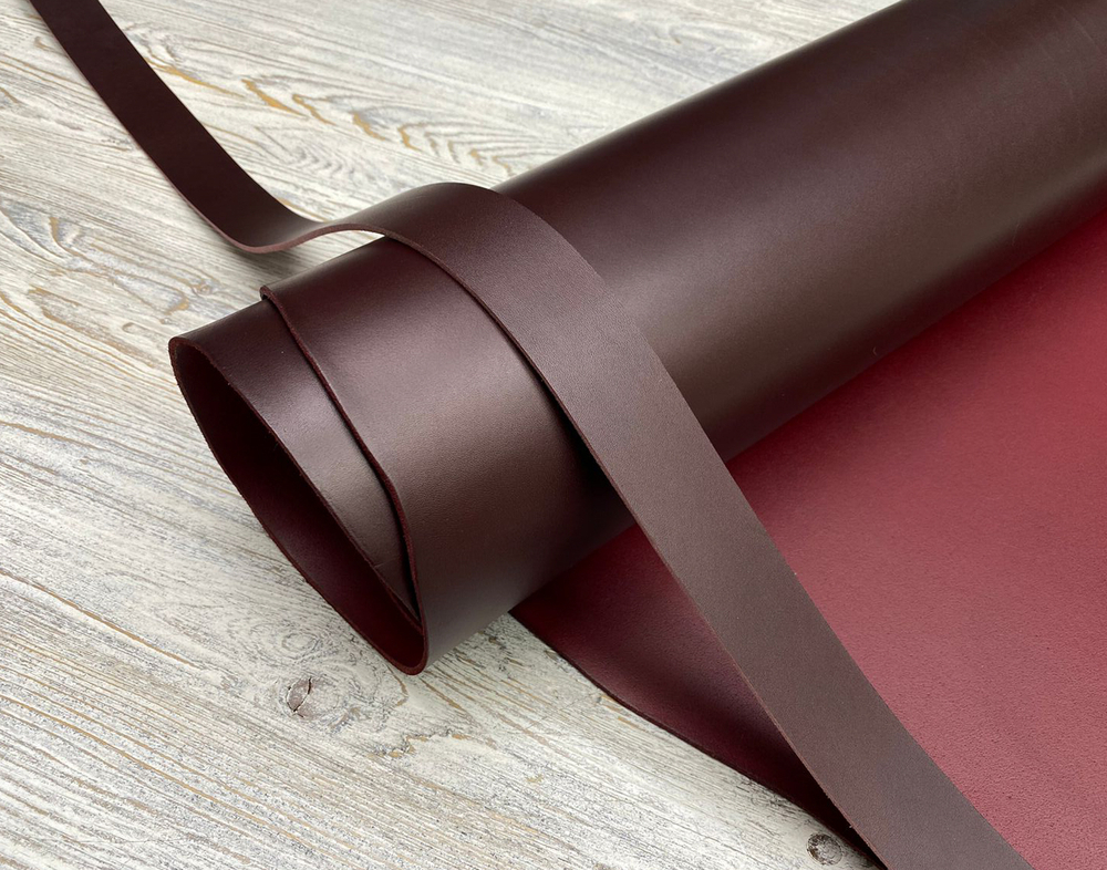Ременная кожа Prima Burgundy (2,8+мм), цв. Бордовый
