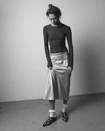 Silk Long Skirt Silver