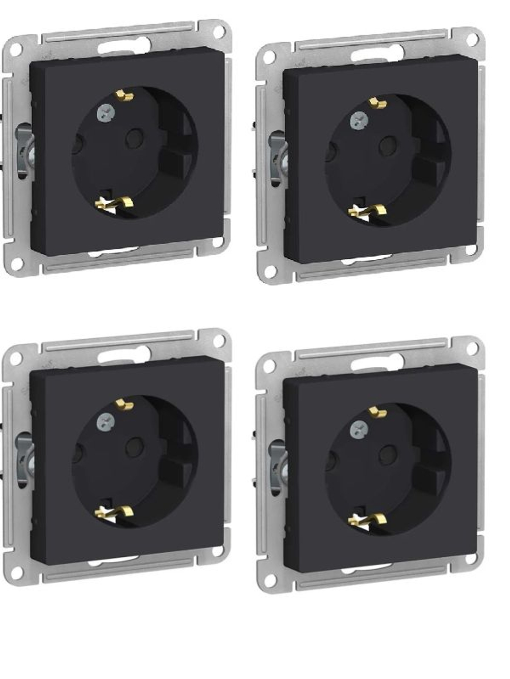 Розетка 1-м СП AtlasDesign 16А IP20 с заземл. механизм карбон SE ATN001043 4шт