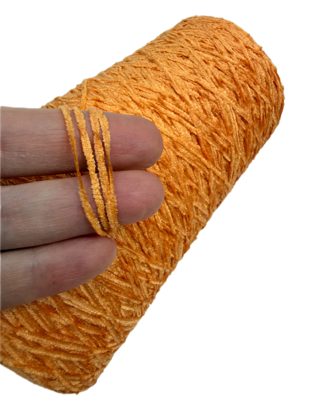 Пряжа на бобине 230г -100% натуральный шелк велюр (Италия) 100г-610м желто-оранжевый