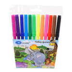 Фломастеры Basir, серия "Животные", разноцветные, набор 12 шт