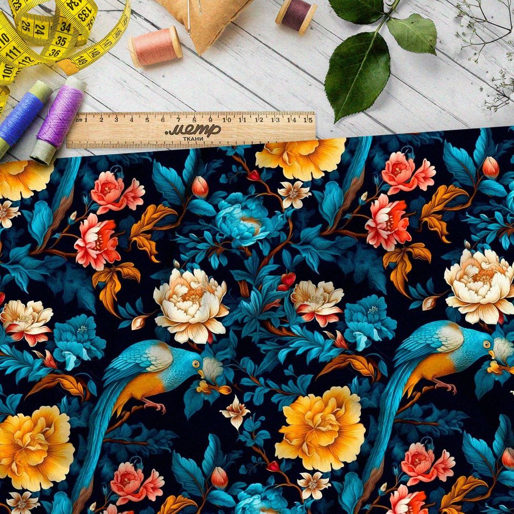 Ткань премиум атлас волшебные чудеса вечера