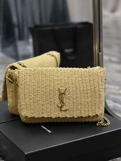 Saint Laurent Kate Medium Supple Chain Bag in Raffia 28 cm