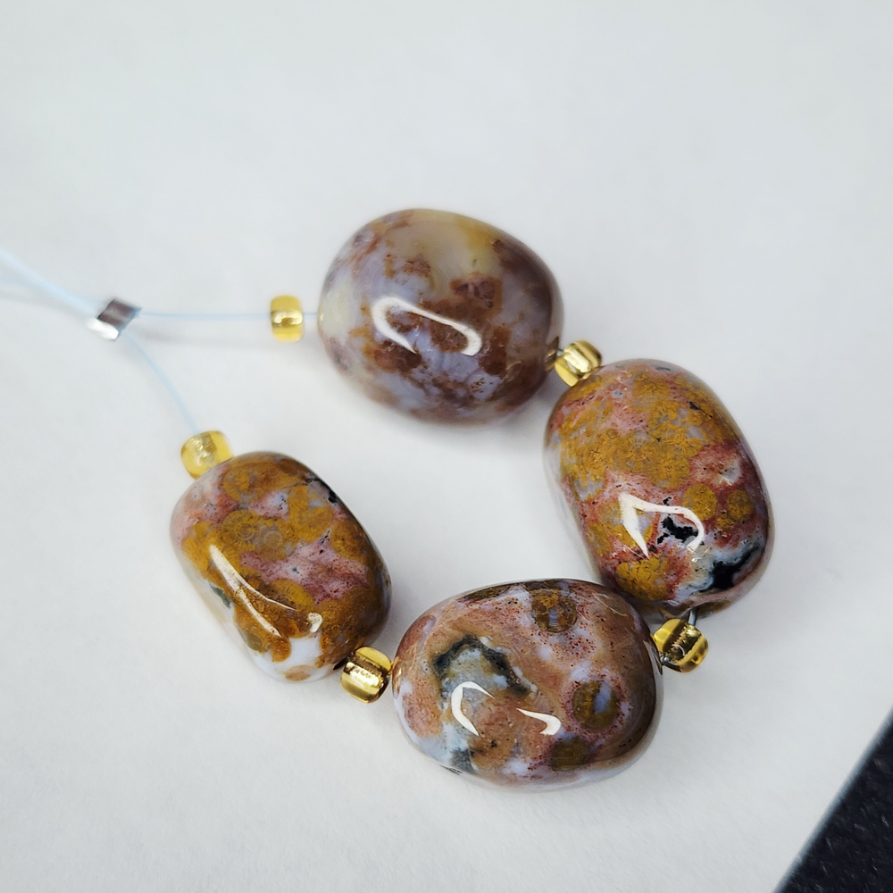 Океаническая яшма, риолит, крупная галтовка, ~ 12-15 мм, подобранный набор, цена за набор на фото