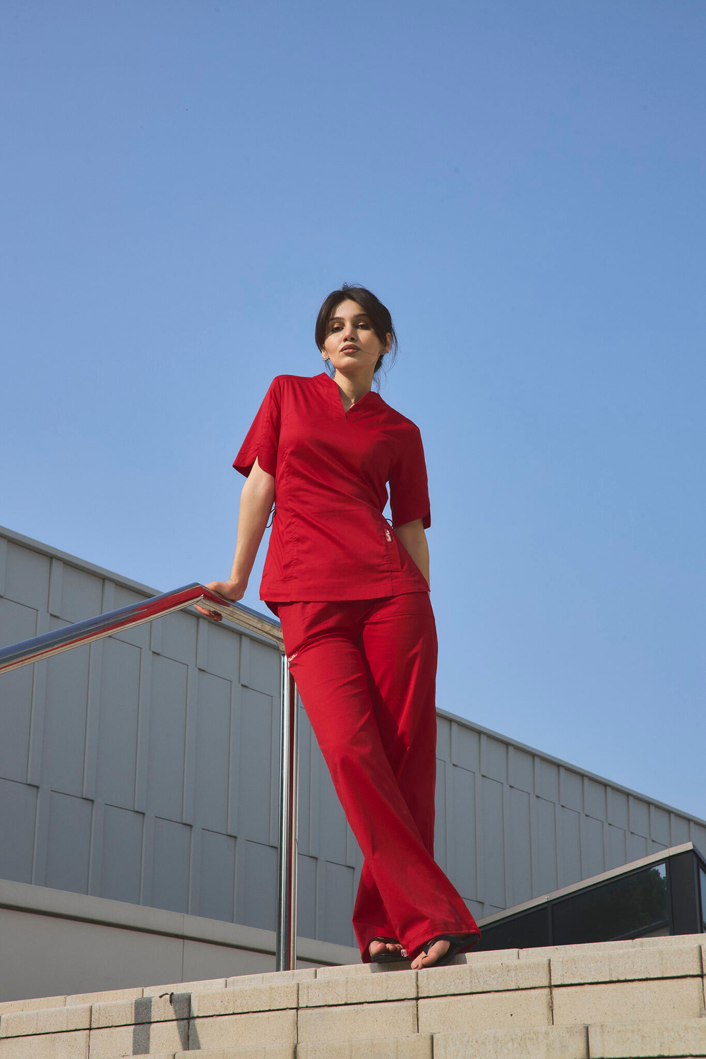 Топ медицинский женский Ньюлук, красный хлопок