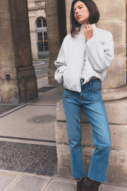 ZARA ДЖИНСЫ С ВЫСОКОЙ ПОСАДКОЙ Z1975 MINI FLARE, ВЫЦВЕТШИЙ СИНИЙ