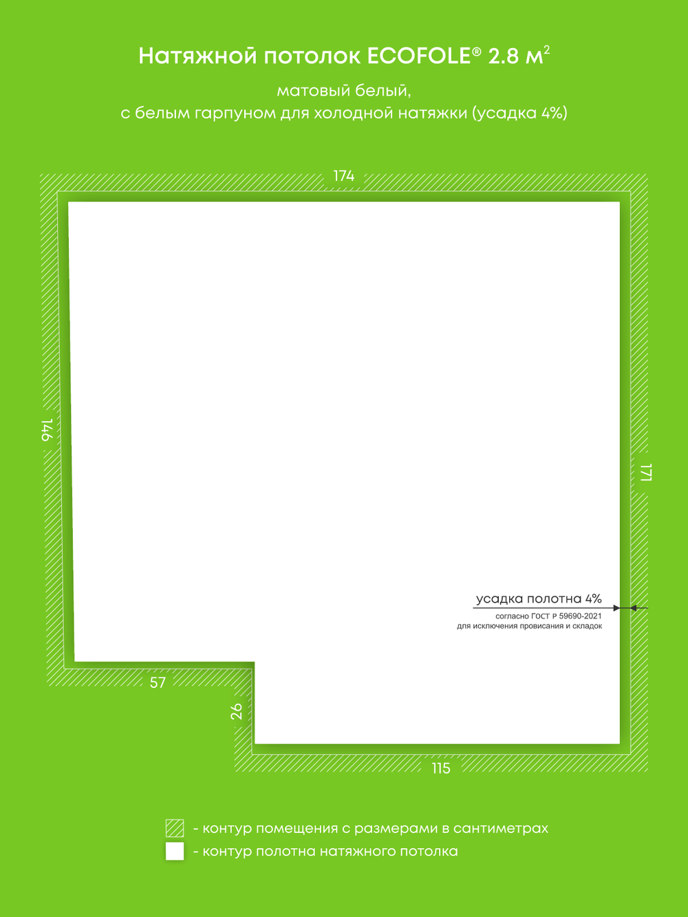 Натяжные потолки 2.6 м2, 2.8 м2