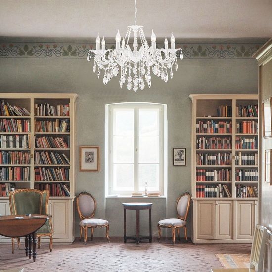 10108/8/ подвесной светильник / белый/прозрачный хрусталь Strotskis