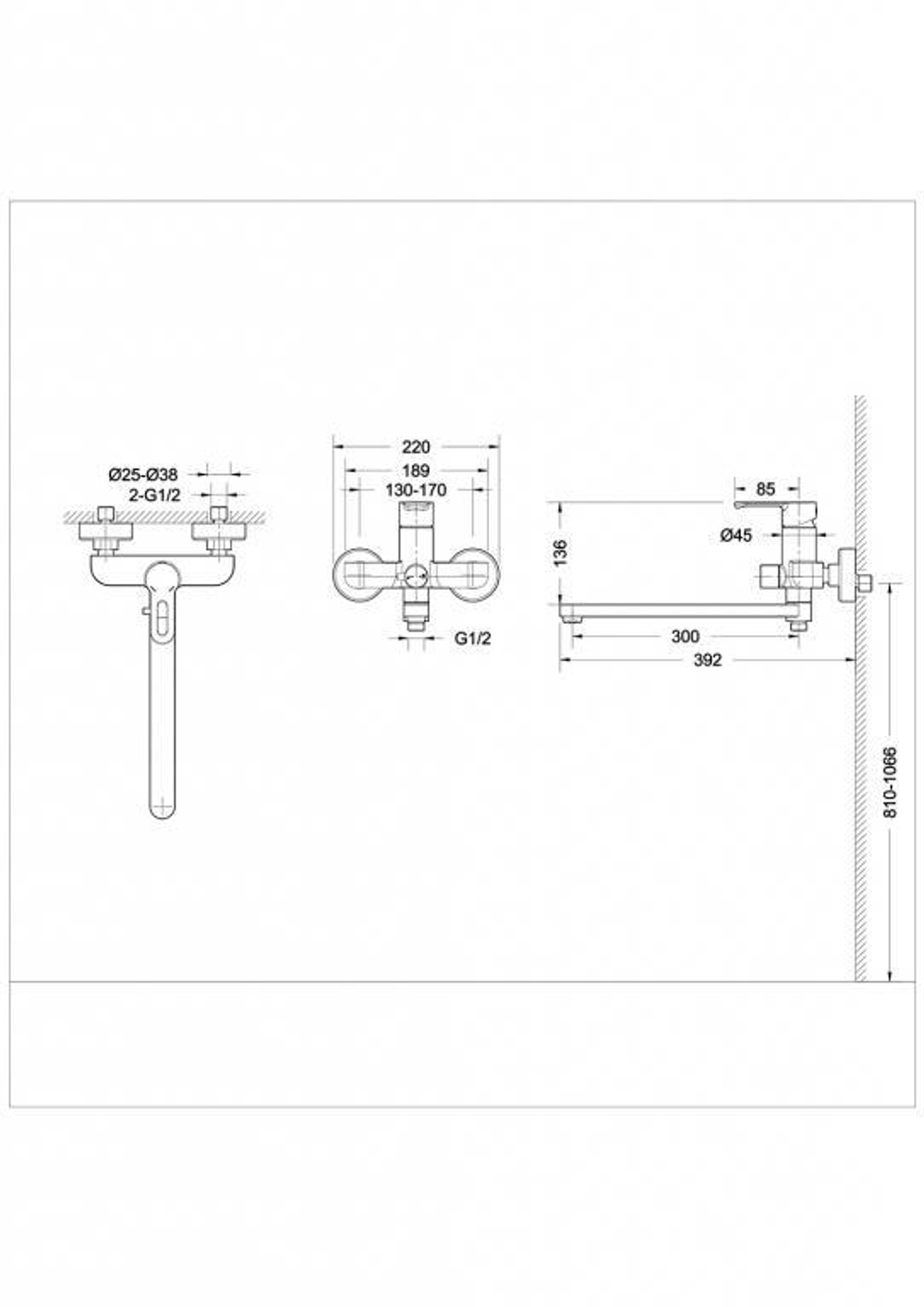 Смеситель для ванны c длинным изливом Bravat Stream-D