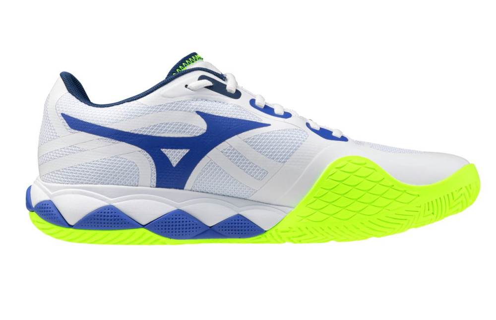 Мужские теннисные кроссовки Mizuno Wave Enforce Tour 2 AC - white/dazzling blue/light yellow