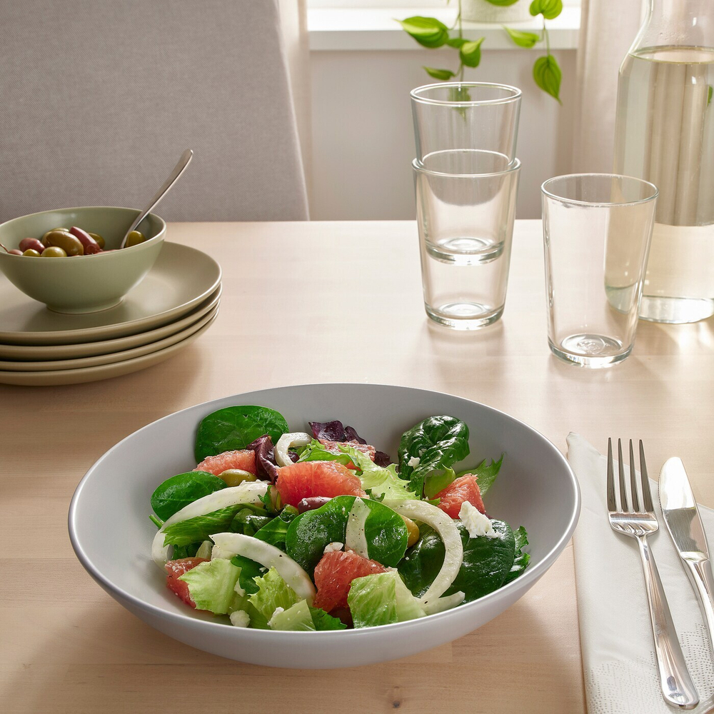 IKEA FÄRGKLAR  (ИКЕА ФÄРГКЛАР)  -  Глубокая тарелка, матовый светло-серый, 23 см
