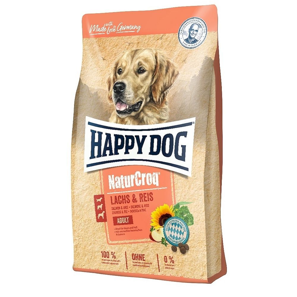 Сухой корм Happy Dog NaturCroq Lachs &amp; Reis для собак с лососем, улучшение состояния кожи и шерсти, пакет 12 кг
