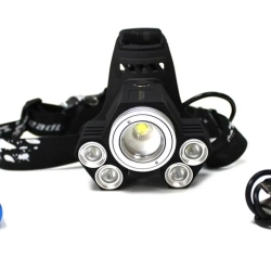 Фонарь светодиодный аккумуляторный налобный(5W LED,500Lm,2000mAh,зарядка12V,время раб.4ч,время заряд.5ч,защита гнезда зарядки,синий/белый/желтый свет) RockForce##Rock FORCE RF-01157