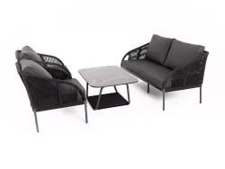 "Канны" лаунж-зона 4-местная плетеная из роупа (веревки), цвет темно-серый