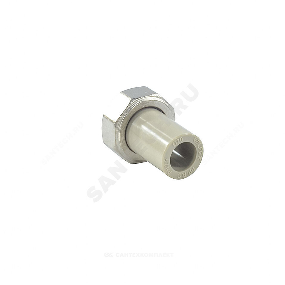 Штуцер PP-R комбинированный серый Дн 32х1 1/4" с накидной гайкой VALFEX 10136032Г
